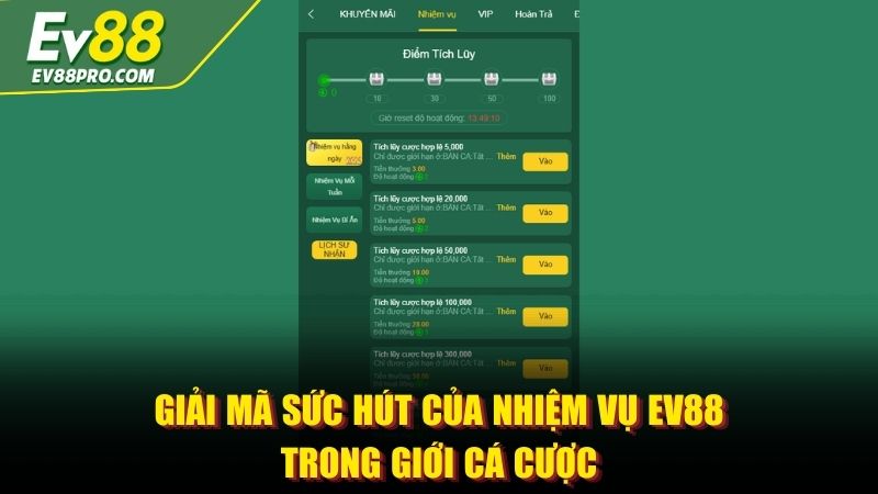 Giải mã sức hút của nhiệm vụ EV88 trong giới cá cược