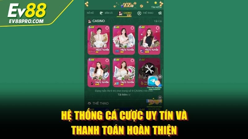 Hệ thống cá cược uy tín và thanh toán hoàn thiện