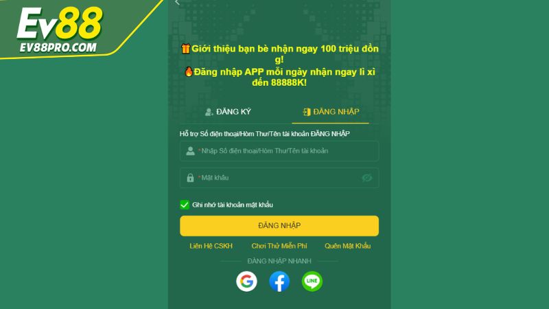 Khi cần trải nghiệm bạn hãy tiến hành đăng nhập