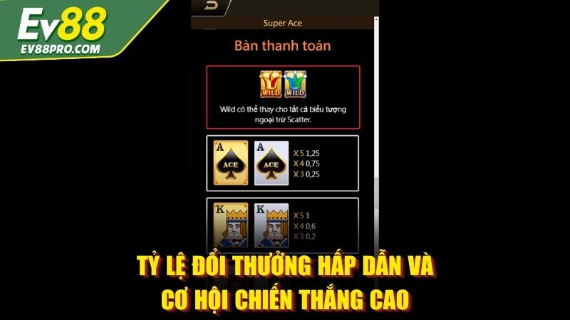 Tỷ lệ đổi thưởng hấp dẫn và cơ hội chiến thắng cao